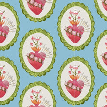 Load image into Gallery viewer, Immaculate Heart of Mary Scarf | Blue Floral Catholic Print, Miraculous Medal Attached