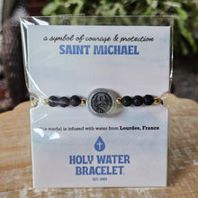 Load image into Gallery viewer, HOLY WATER MEN'S SAINT MICHAEL BRACELET IN LAVA ROCK
