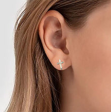 Load image into Gallery viewer, Cross Post Earrings E2531PGF
