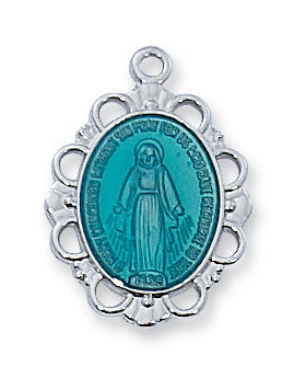 Scalloped Edge Blue Miraculous Medal