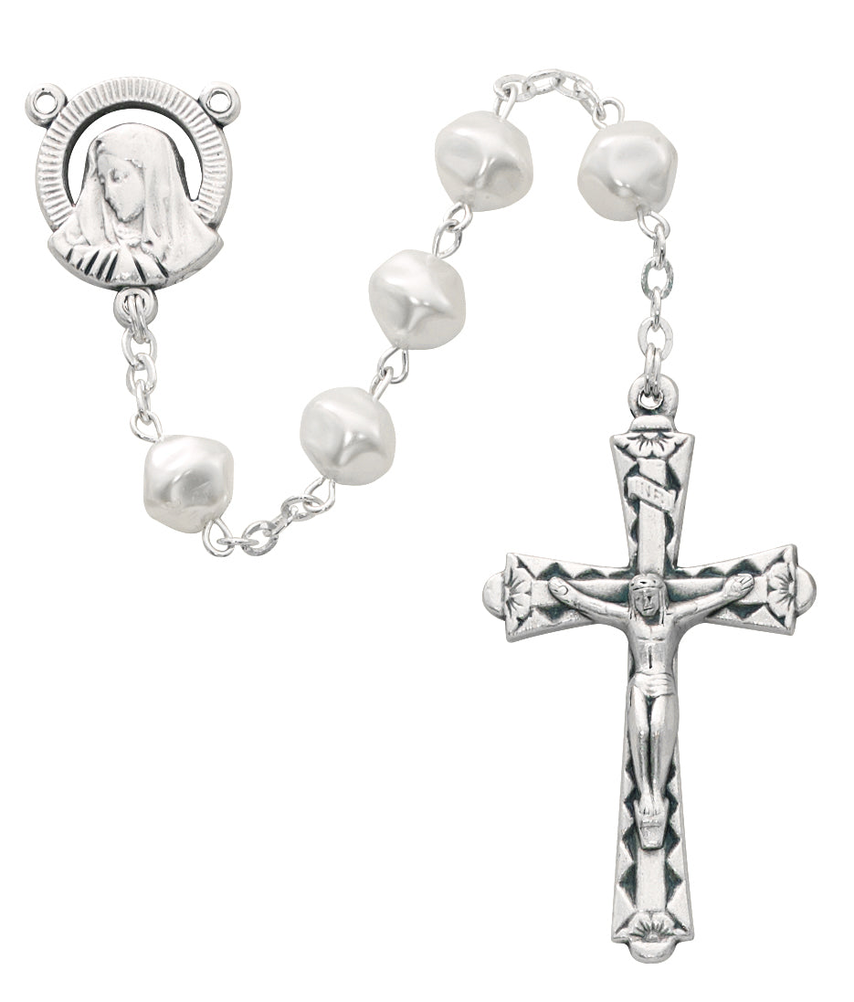 8mm White Pearl Rosary