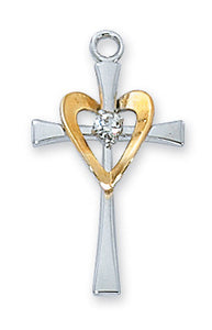 Sterling Cross with Gold Heart